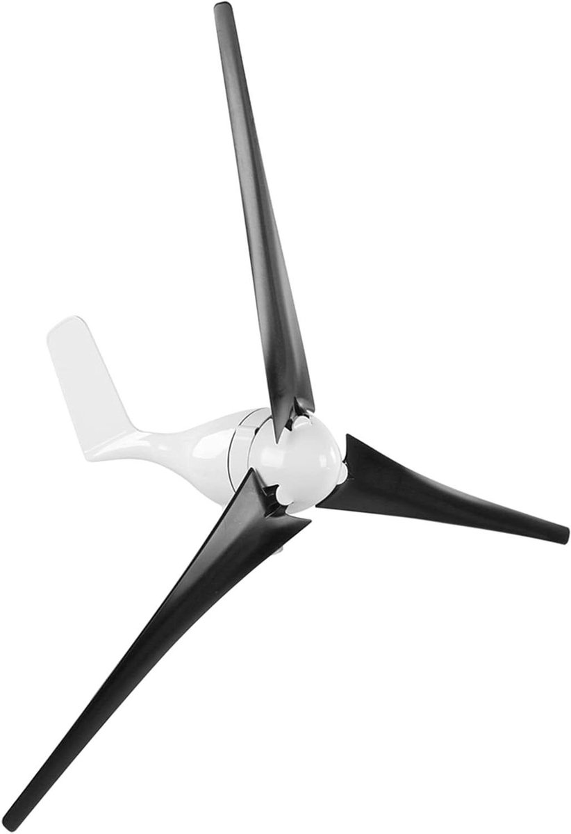 Windturbine Generator - Windmolen Turbogenerator - Energie Opwekken - 3 Bladen Nylonvezel - 600 mm Bladlengte - Zwart