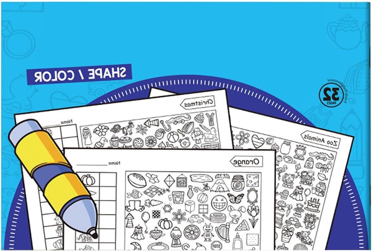 Zoekboek voor kinderen - Activiteitenboek Kleuters - Leren en Spelen - 32 Thema Pagina's - 26 x 18 cm - Blauw