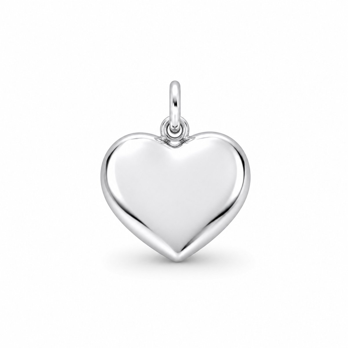 Zilverkleurige hartjeshanger – Glanzende hart hanger – 17 x 11 x3 mm – Kleine hanger voor dames en meisjes