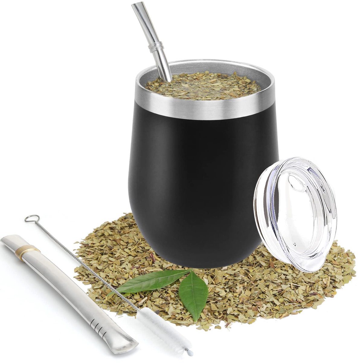 Dailygoods - Dubbelwandige Yerba Maté Set met Pompons en Kwast