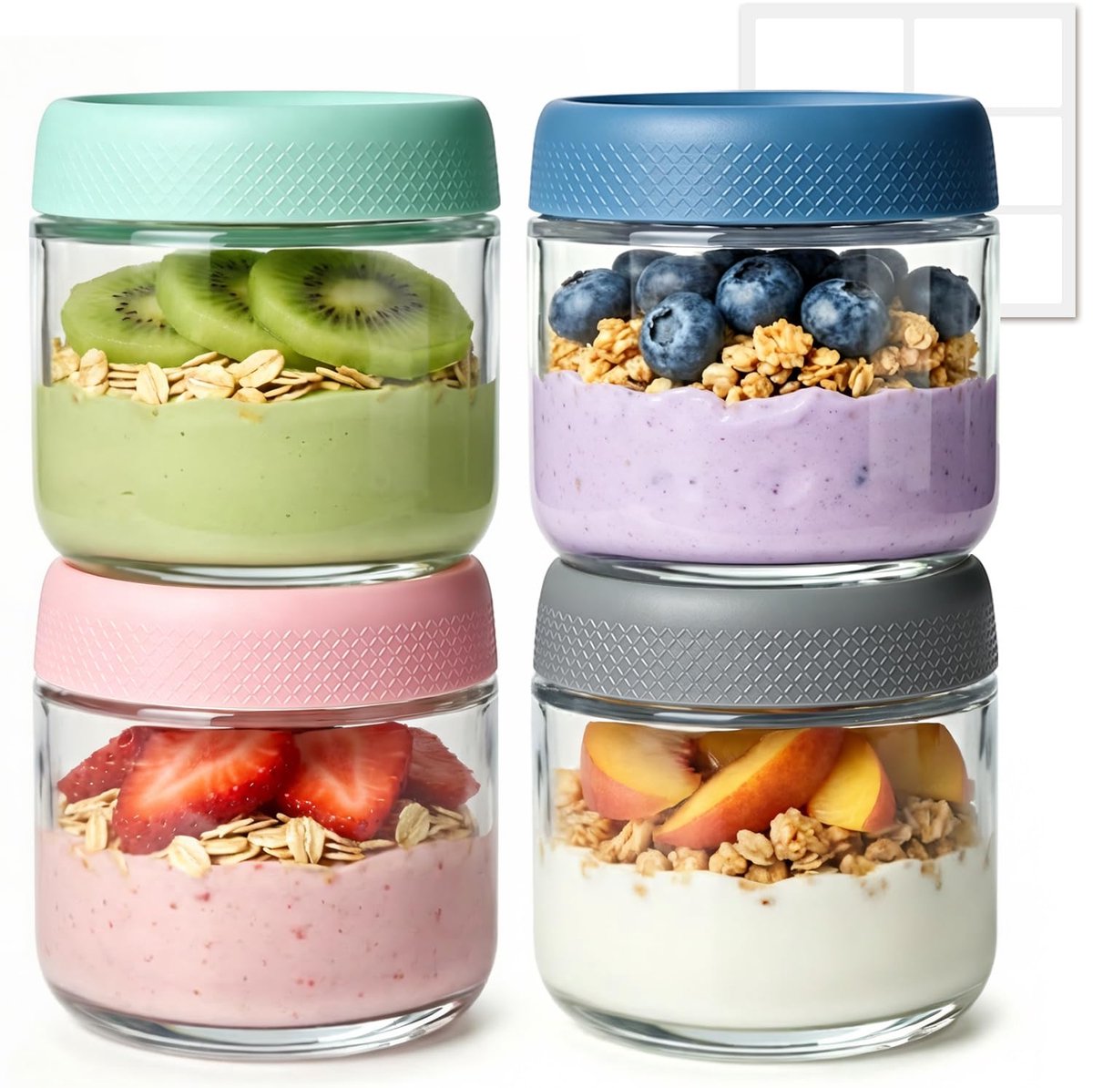 Dailygoods- Yoghurtbeker 300ml - Glazen Mueslibeker - Lekvrije Deksel - Handig voor Kantoor/School/Picknick - Geschikt voor Volwassenen/Kinderen - Houdt Ingrediënten Vers - Maaltijdbeker