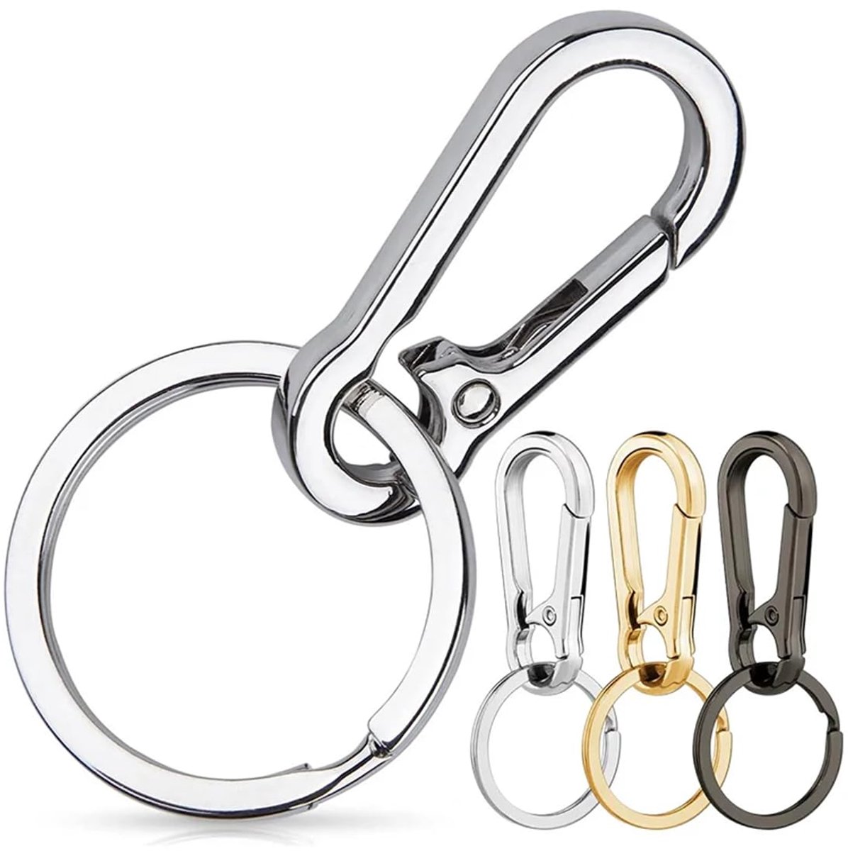 Dailygoods - Sleutelhangerset van 3 Robuuste Metalen Karabijnhaken