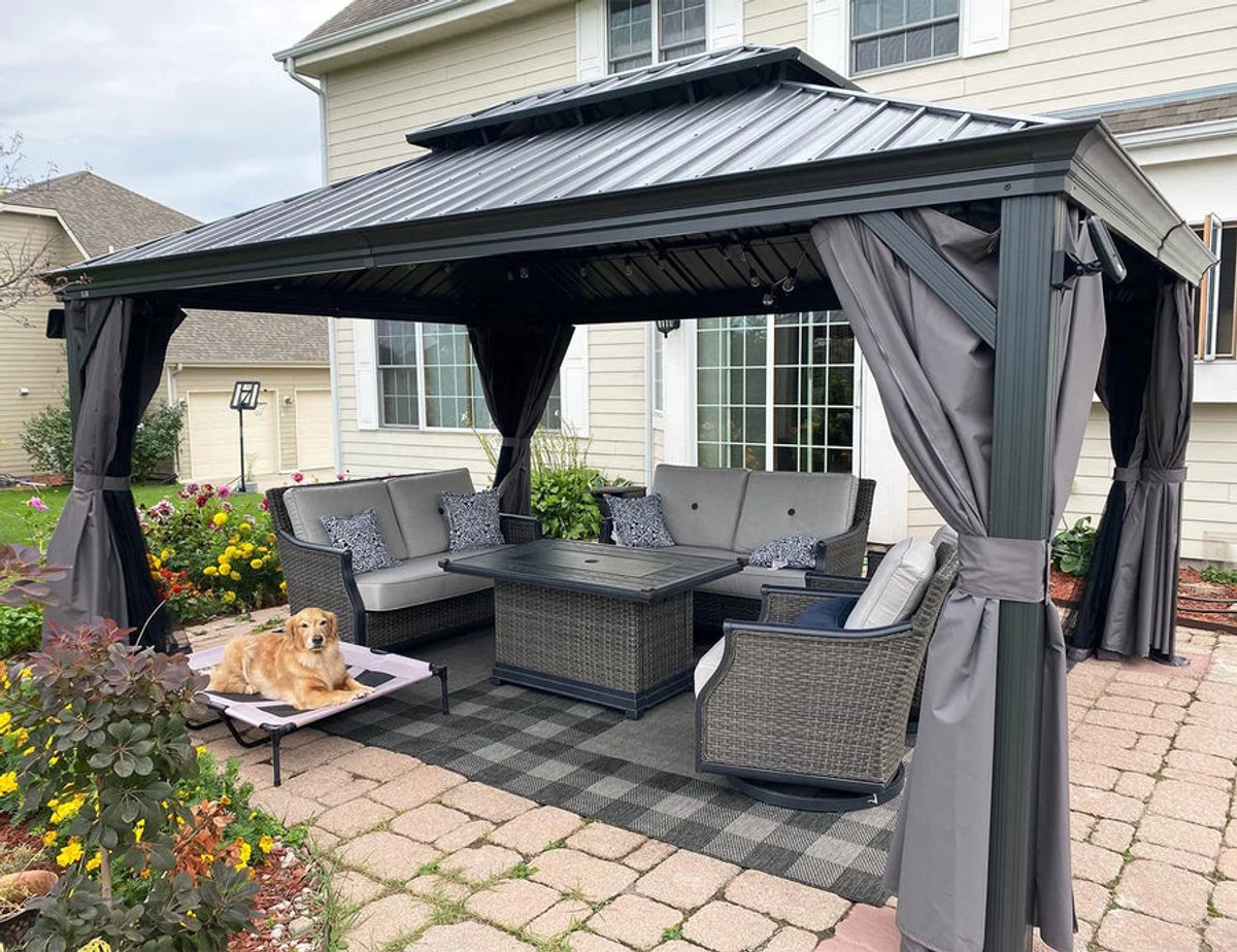 Purple Leaf Hardtop pavillon 4,25 x 3 m - gris luxe