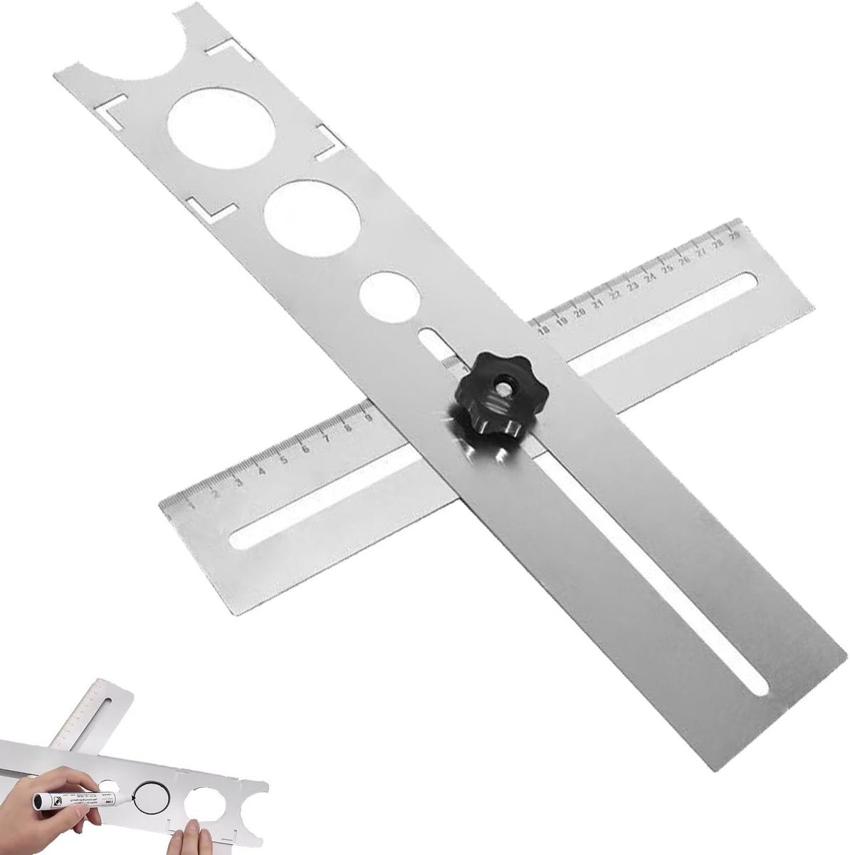 Dailygoods- Meetliniaal 40 cm - Universele Tegelhoekschaal - Verstelbare Tegelzoeker - Roestvrij Staal - Gebruiksvriendelijk Ontwerp - Nauwkeurige Positionering