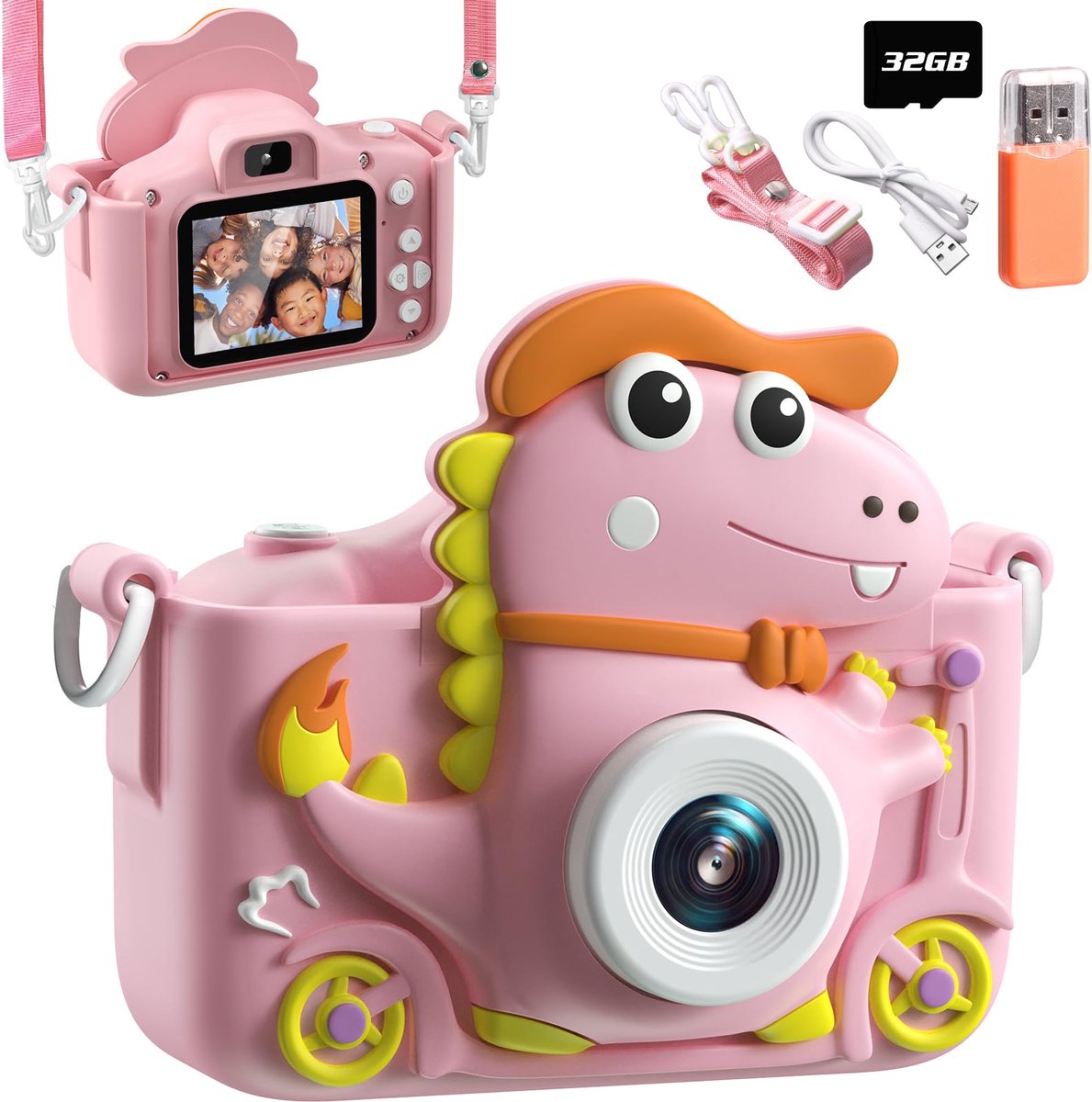 Dailygoods- Kindercamera 1080p - Digitale Selfiecamera - 2 Inch Display - 32 GB Geheugen - Voor Kinderen 3-12 Jaar - Kleurtransformaties - Fotocamera