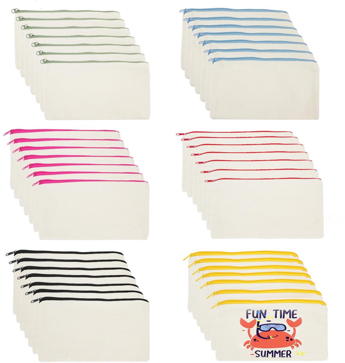 Dailygoods - 30 stuks zeildoek-ritssluitingzakken voor knutselen en opbergen