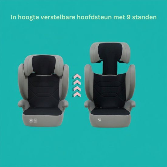 SNJY® Kinderstoel Auto - Kinderzitje Auto - Stoelverhoger voor Auto - 2-in-1 - 100-150 cm - 4-12 Jaar - Zwart van snjy — afbeelding 4