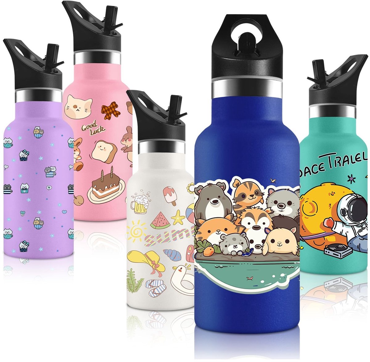 Dailygoods - Thermosfles met Rietje 350 ml - Ideaal voor Kinderen