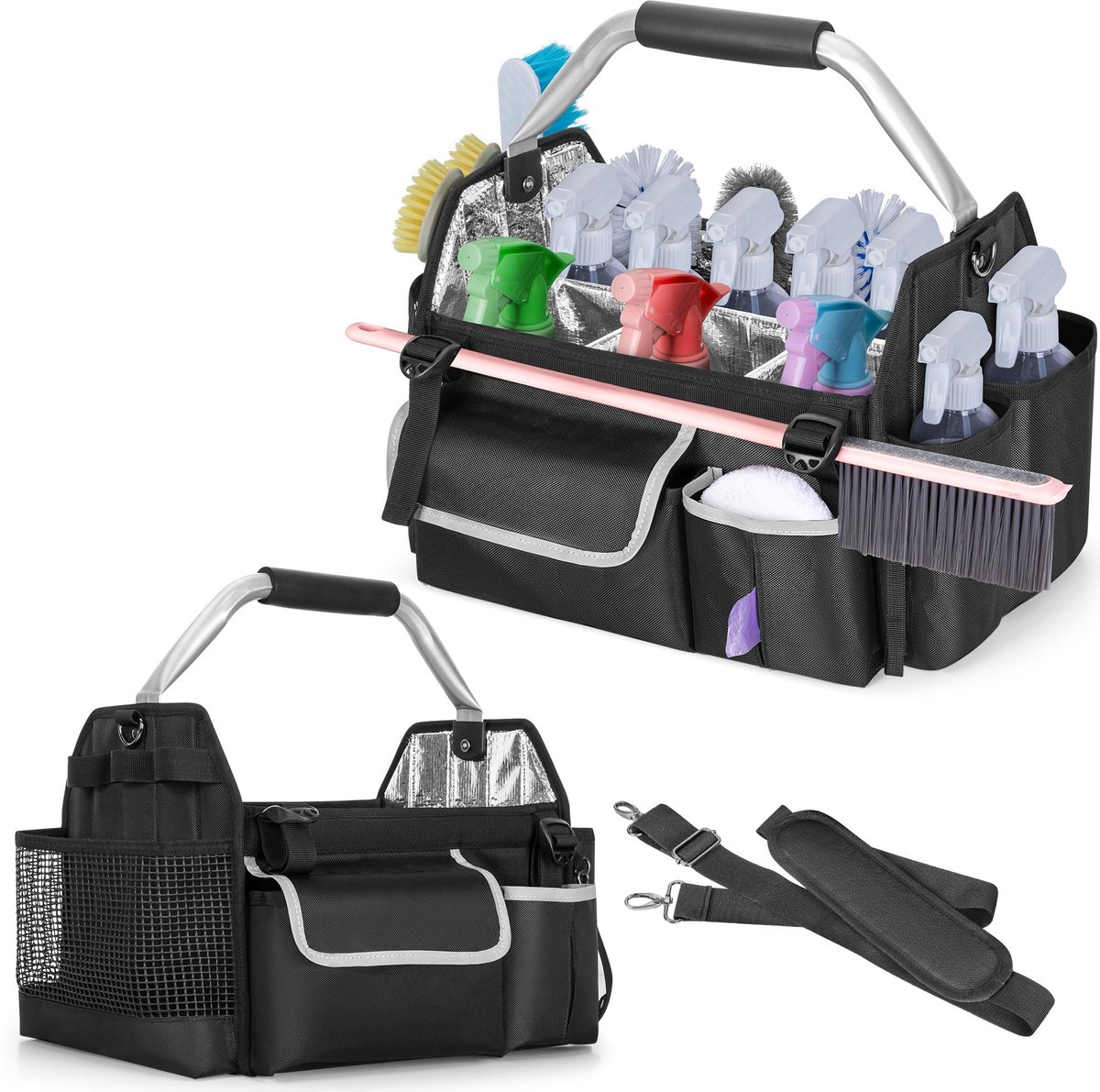 Dailygoods - Cleaning Caddy Organizer met Verdelers en Schouderband - Schoonmaaktool Bag