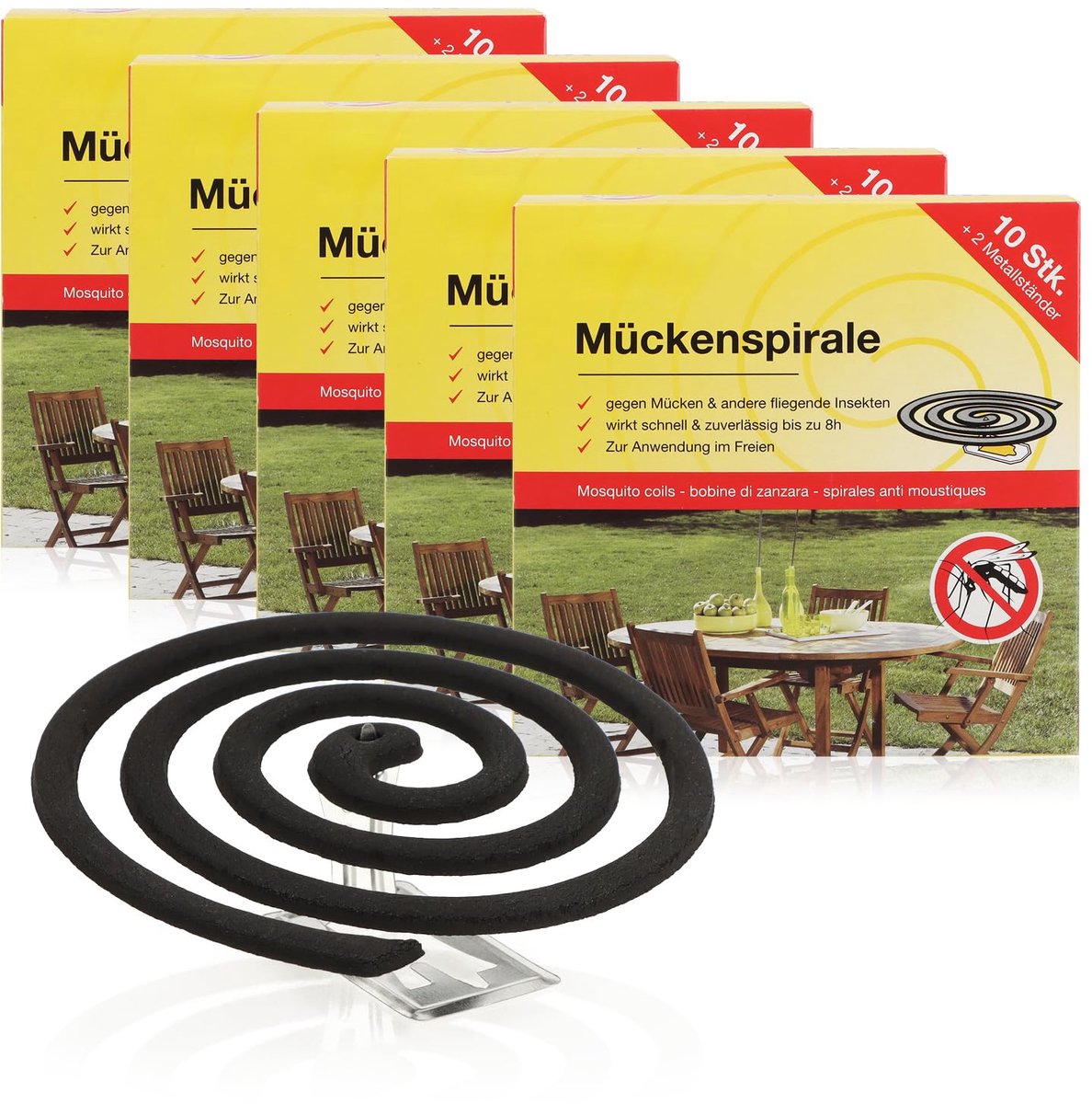 Dailygoods- Anti-muggenspiralen 50 stuks - met standaard - afschrikking muggen/insecten - voor balkon/terras/tuin/camping - tot 8 uur werking - veilig en betrouwbaar - Insectenspiralen