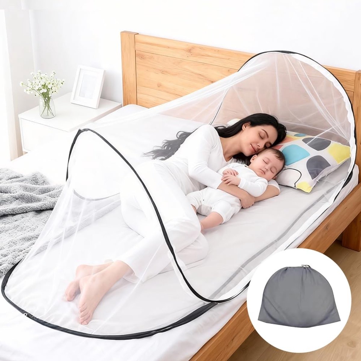 Dailygoods- Moskitonetz 200 x 80 x 56 cm - Vouwbaar - Portabel - Insectennet - Geschikt voor één persoon - 360 graden bescherming