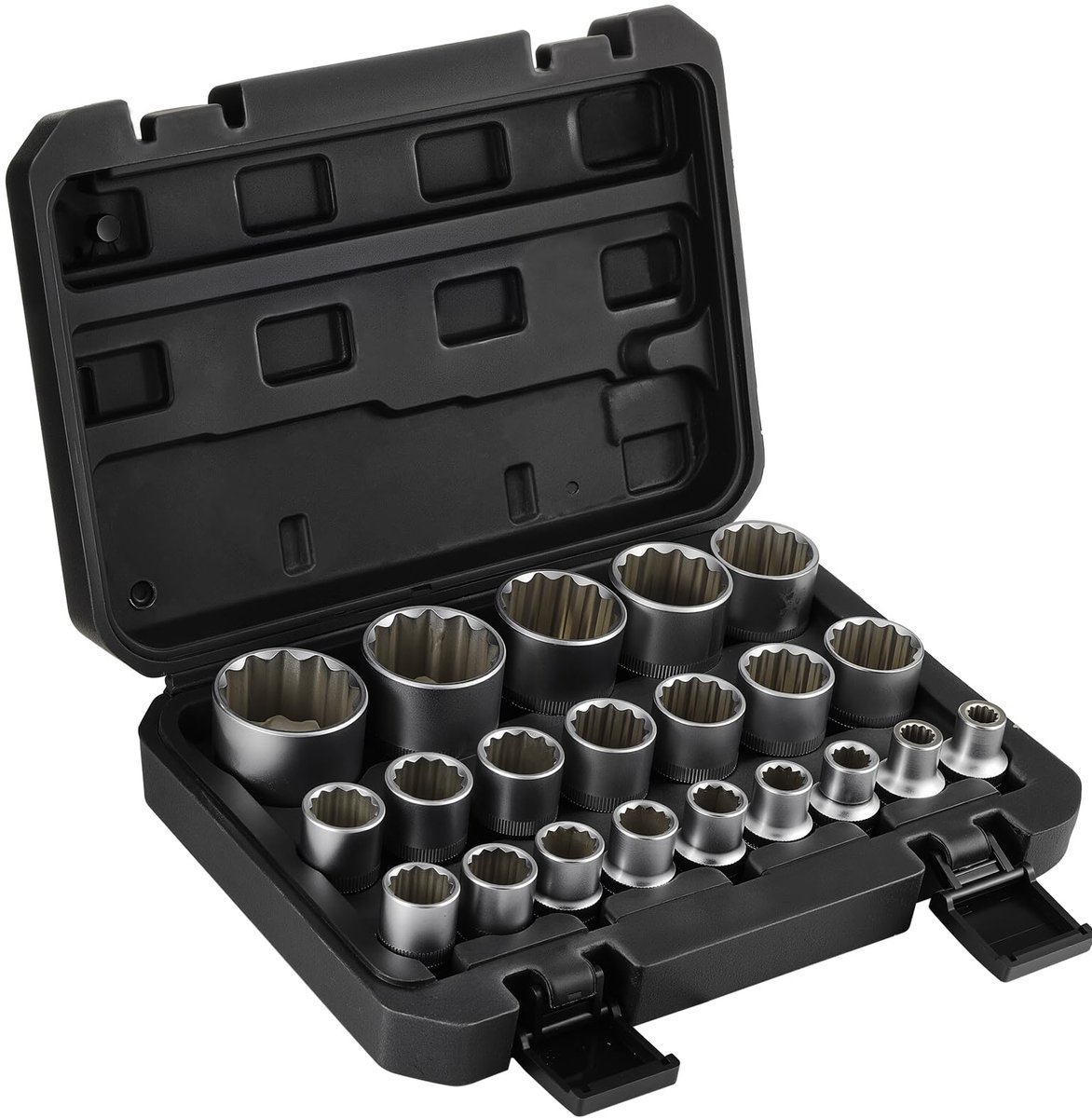 Dailygoods - 21-delige 1/2 Inch Polytooth Steeksleutelset - CR-V Staal Spanner voor 6 en 12 Punten