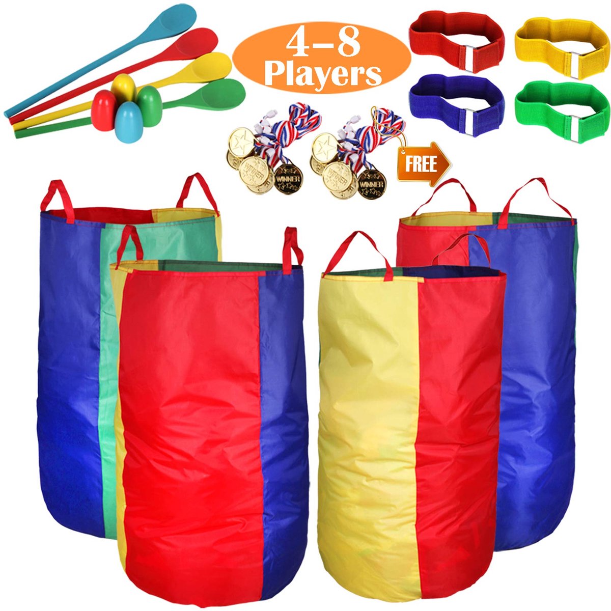 Dailygoods- Zakloopzakken Robuust - 3 Benige Race Spel - Eierlepelspel - Buitenactiviteiten - Sport - 4-Pack 210T Polyester - Sack Race
