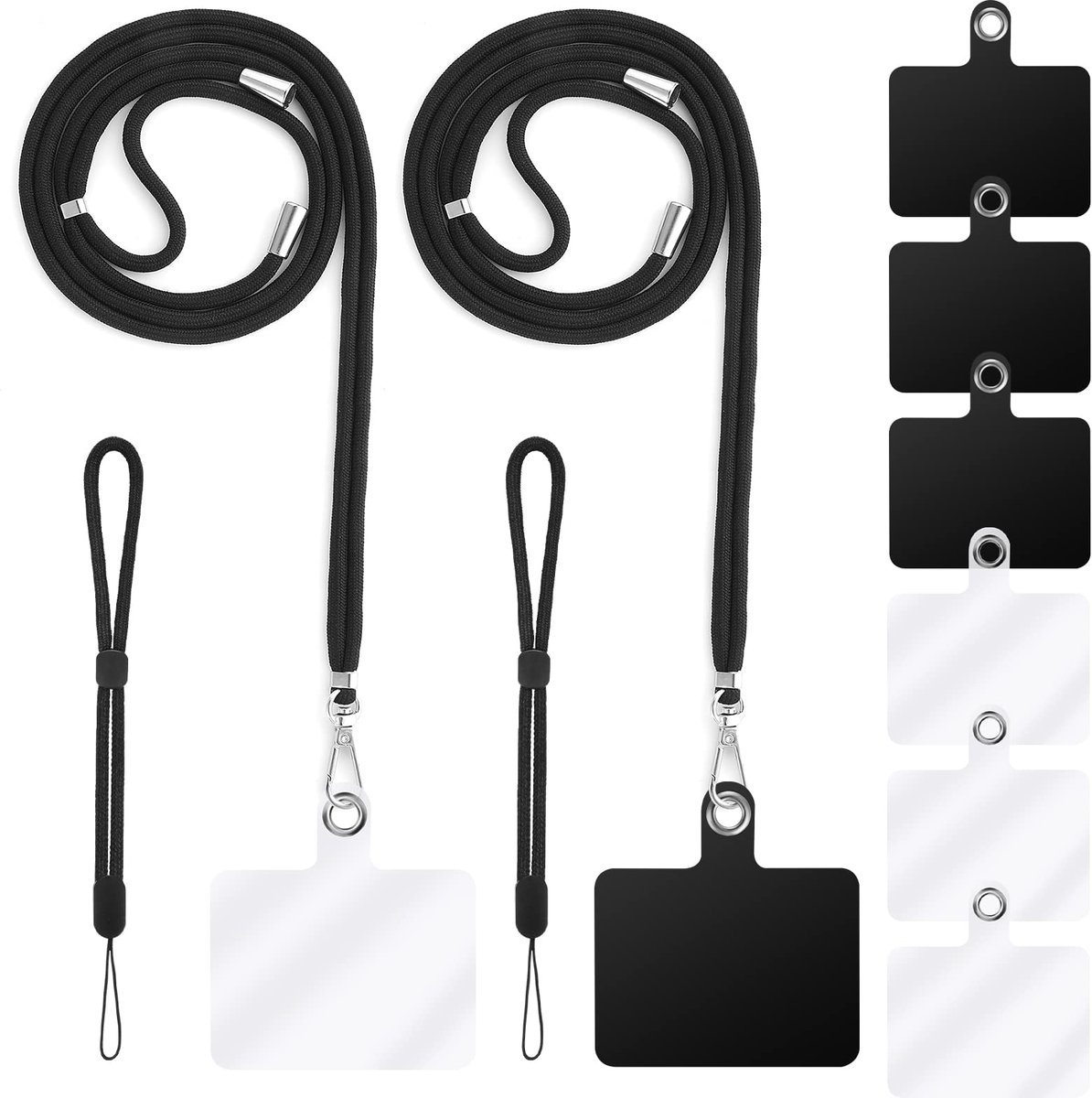 Dailygoods - Mobiele Telefoon Lanyard Set - 2 Nek Lanyards + 2 Polsbanden + 6 Telefoon Tether Tabs