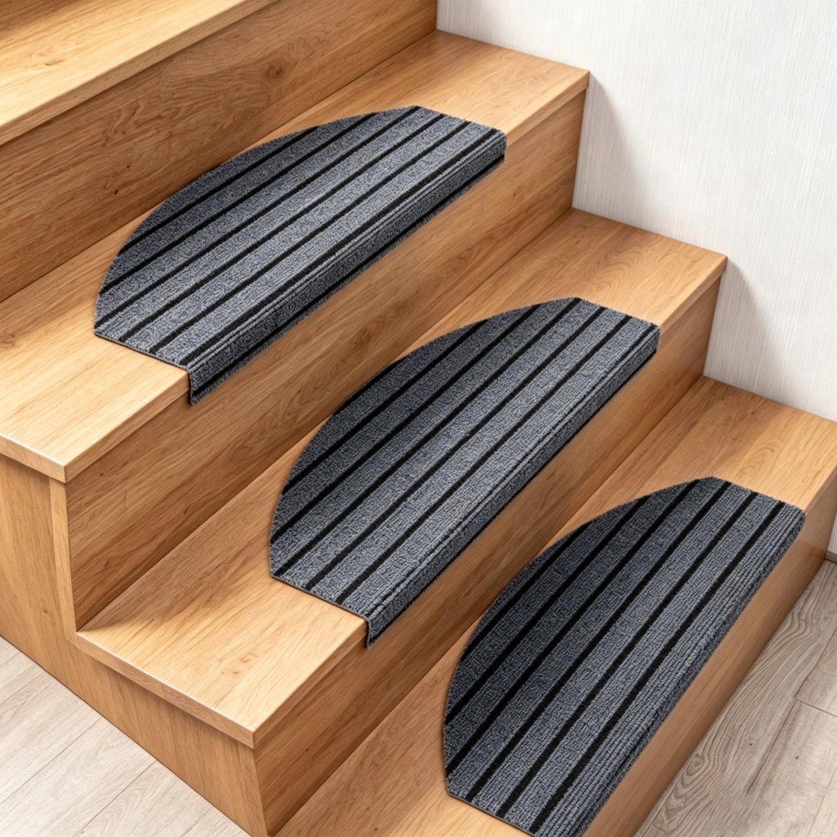 Dailygoods - 15 Stuks Antislip Trapmatten, Zelfklevend en Halfrond