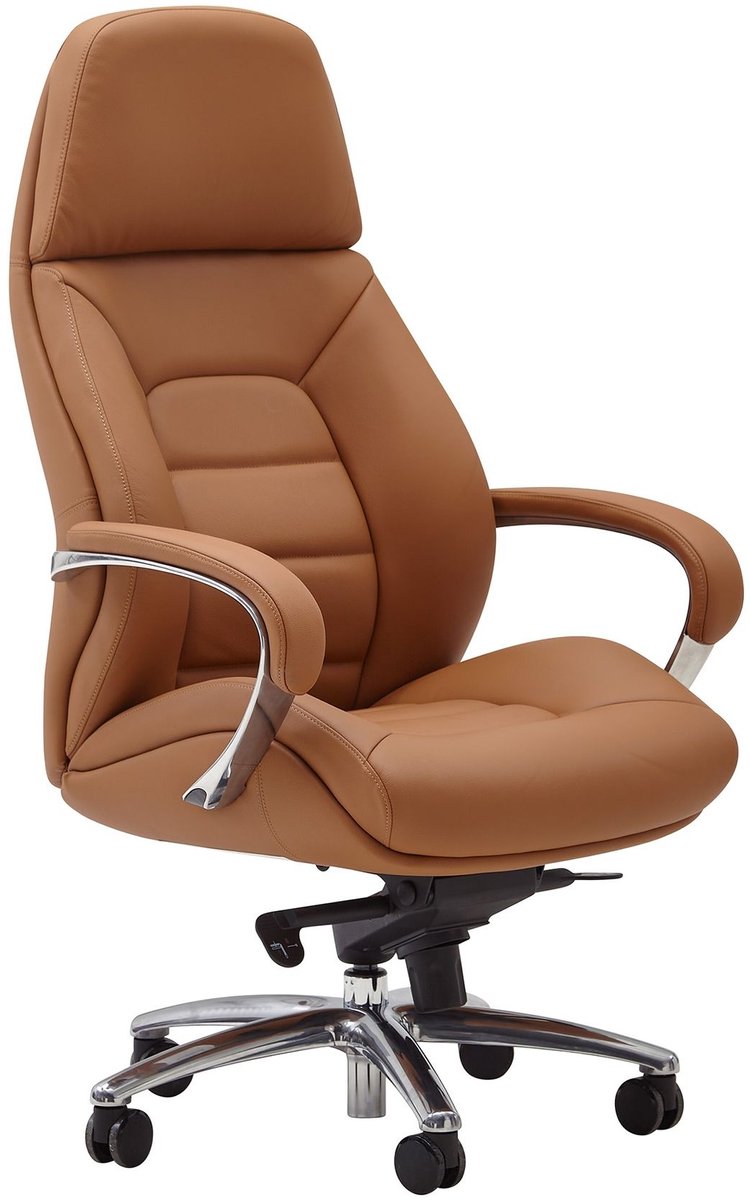 Bureaustoel echt leer caramel ergonomisch - SPM1.436