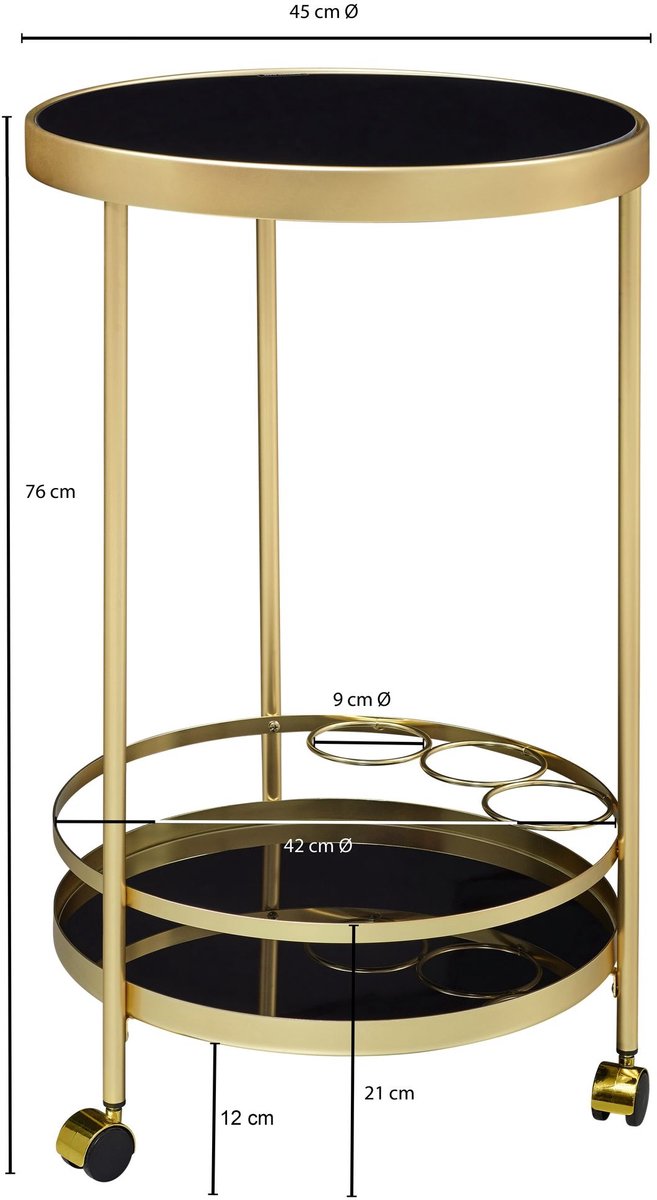 Sky Style Gold Serveerwagen Rond