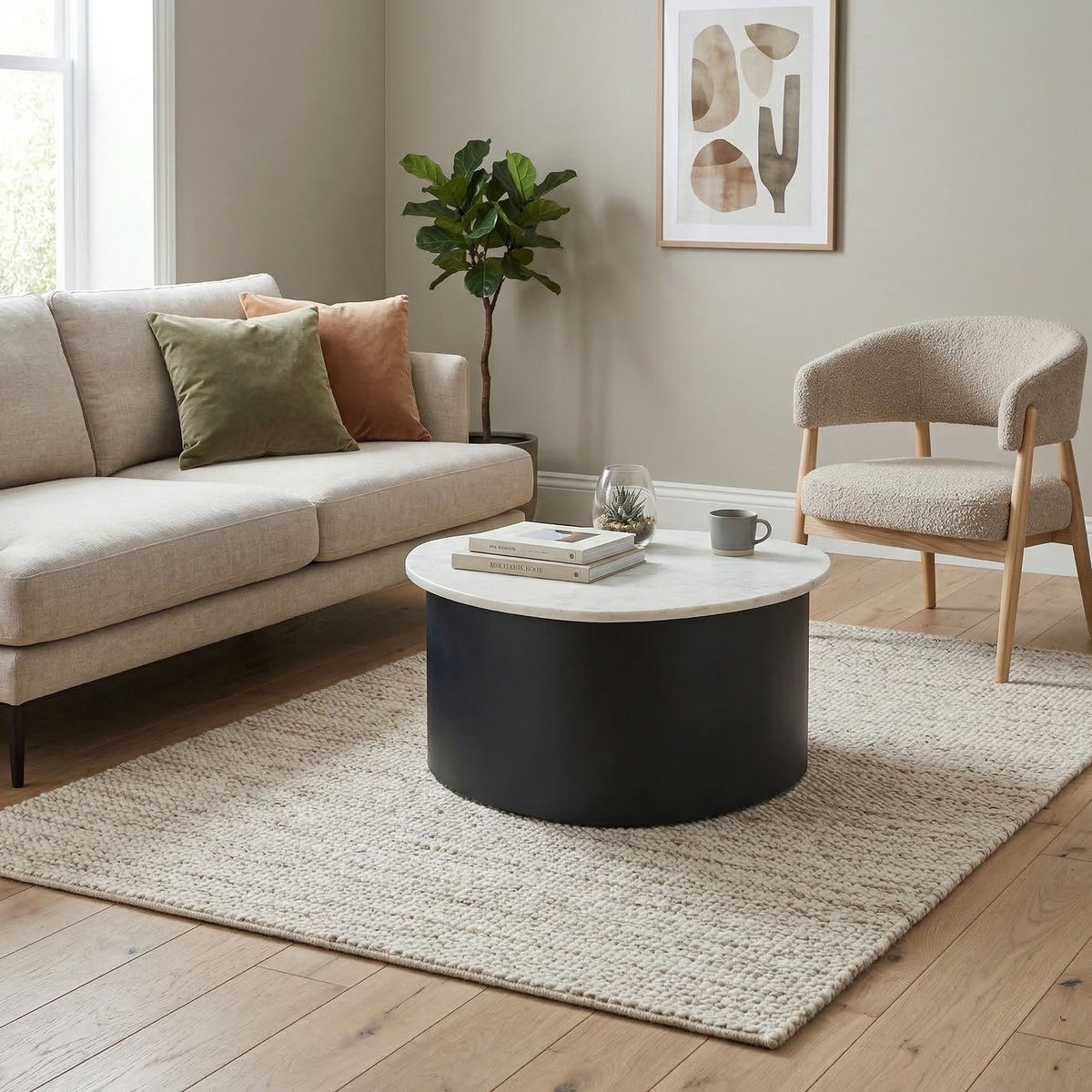 Salontafel zwart marmer 63 cm rond - WL7.376