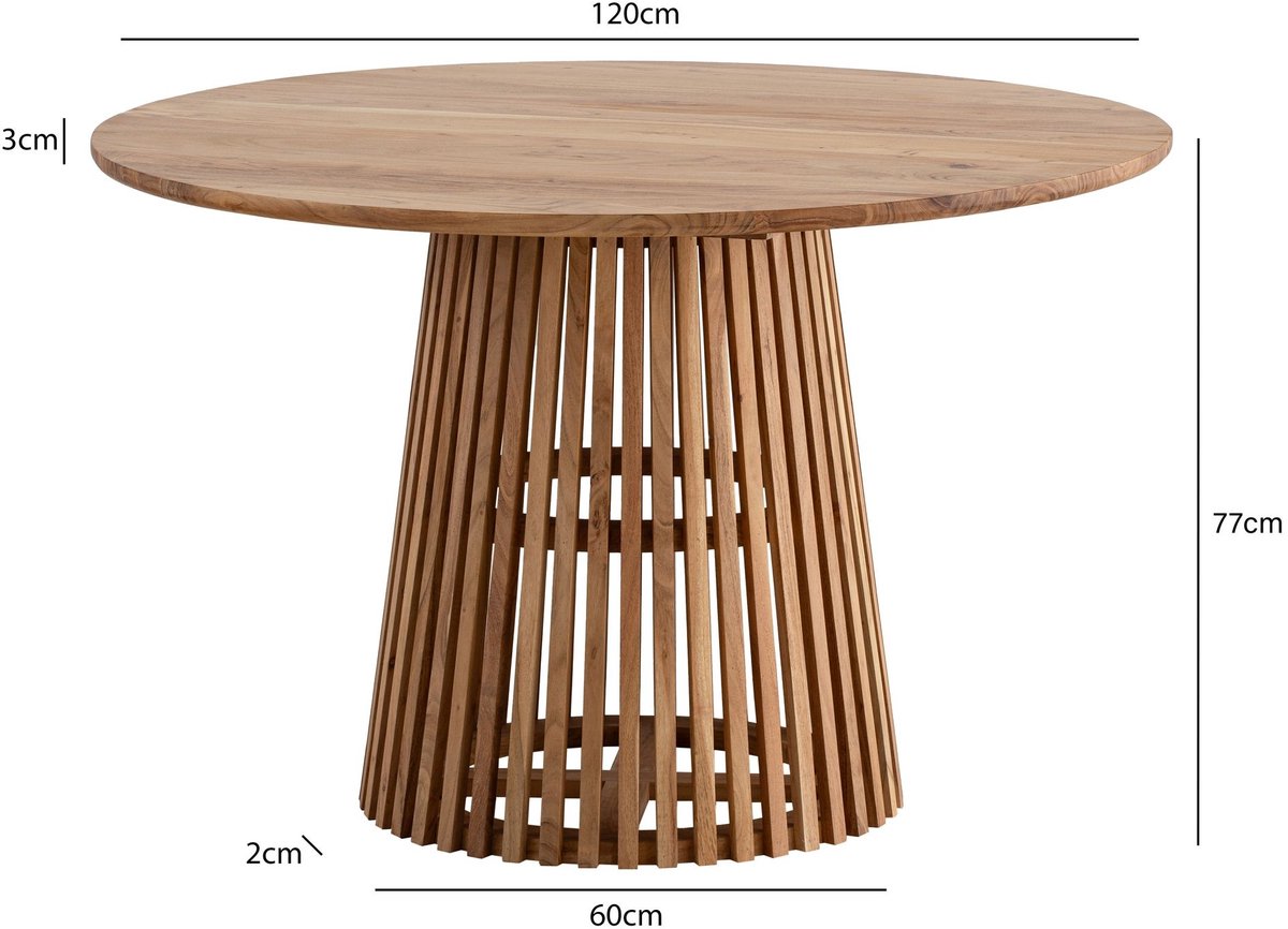 Eettafel acaciahout bruin rond 120 cm - WL7.313