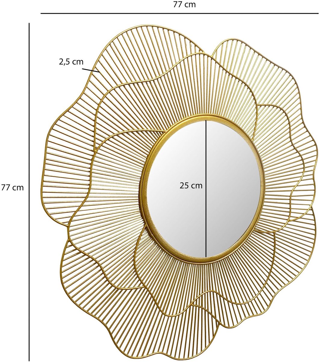 Spiegel goud rond bloem 77 cm - WL7.122