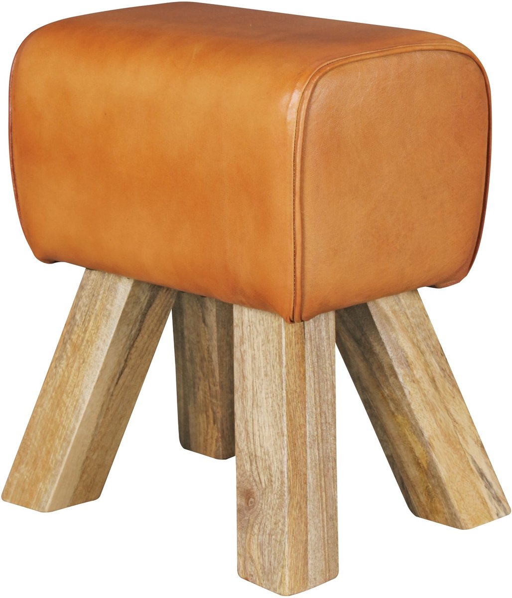 Ontwerp Draai Bock Stool Brown 40 x 30 x 47 cm | Draai kruk kruk leer kruk | Extra kruk leren poef