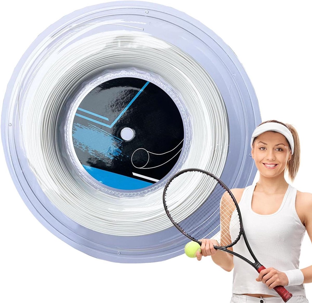 Tennis Besnaring - Tennissnaar Polyester - Wedstrijd Training - Hoge Kracht Elasticiteit - 200 m - Wit