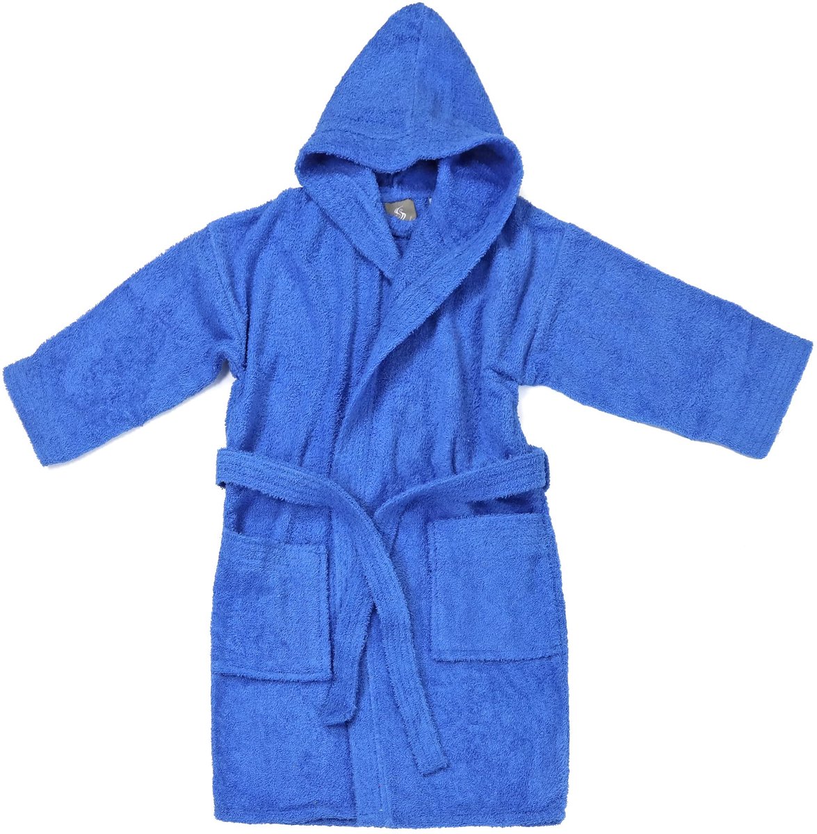 SnelShoppen - Badjas voor Kinderen Uniseks 100% Katoen Oeko-Tex® Zacht Pluche met Capuchon, 2 Zakken, Riem, Ideaal voor Jongens en Meisjes, Perfect vo