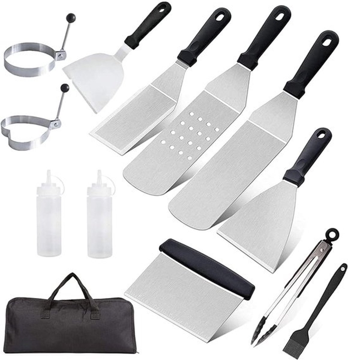 Roestvrij stalen 11-delige spatelset voor professionele grillplaat en BBQ - Accessoireset Teppanyaki-vriendelijk