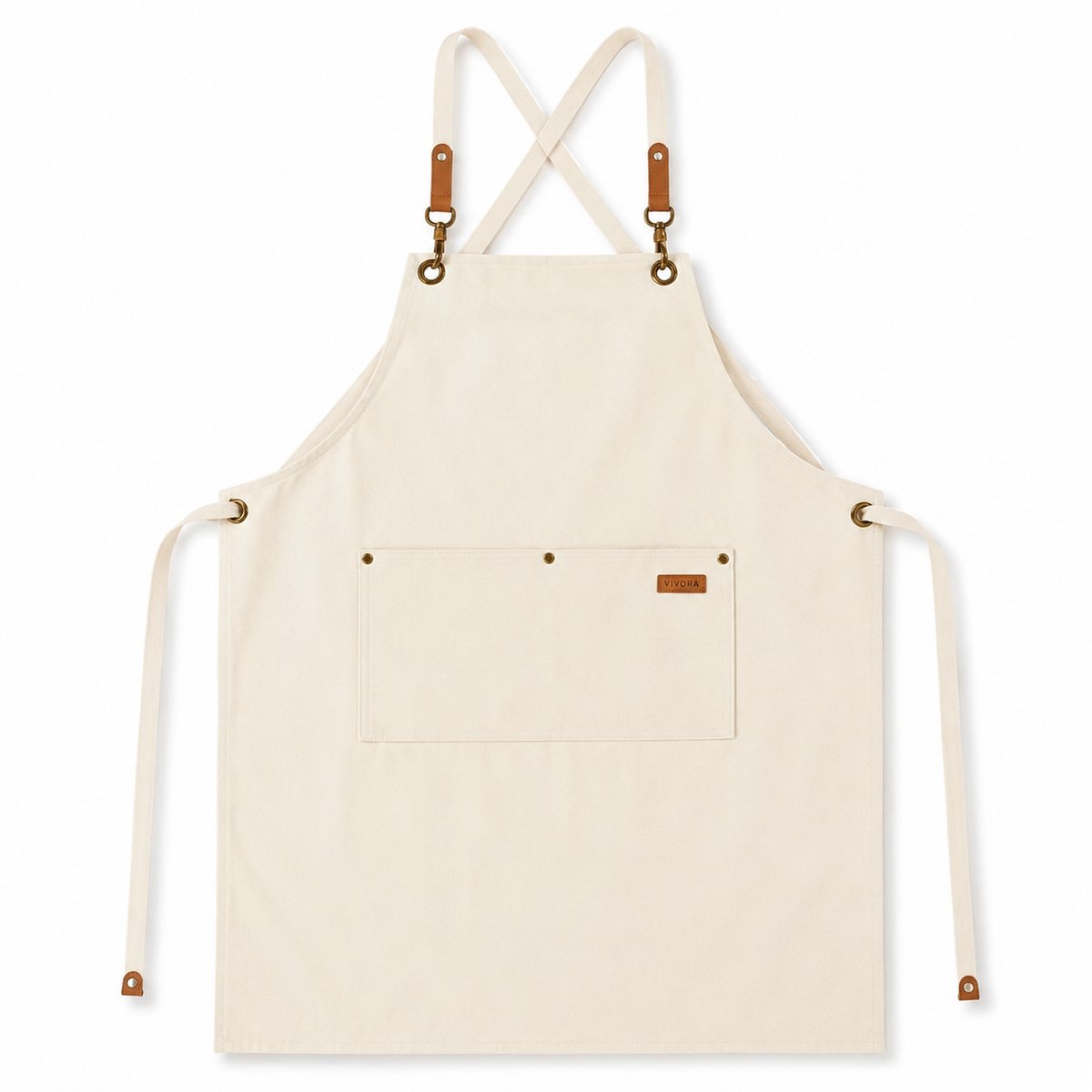VIVORA Schort – Keukenschort – Unisex – Canvas – Wit