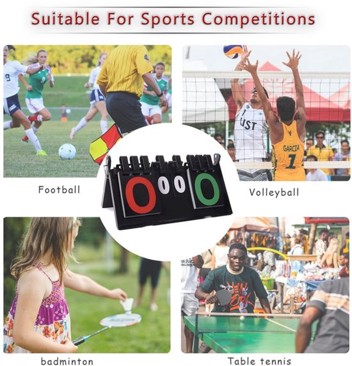 Scorebord Draagbaar - 4-cijferig Wedstrijd Scorebord - Wind- en Waterdicht - Voor Binnen/Buiten - Geschikt voor Diverse Sporten - Grote Maten Getallen - Wedstrijdscorebord