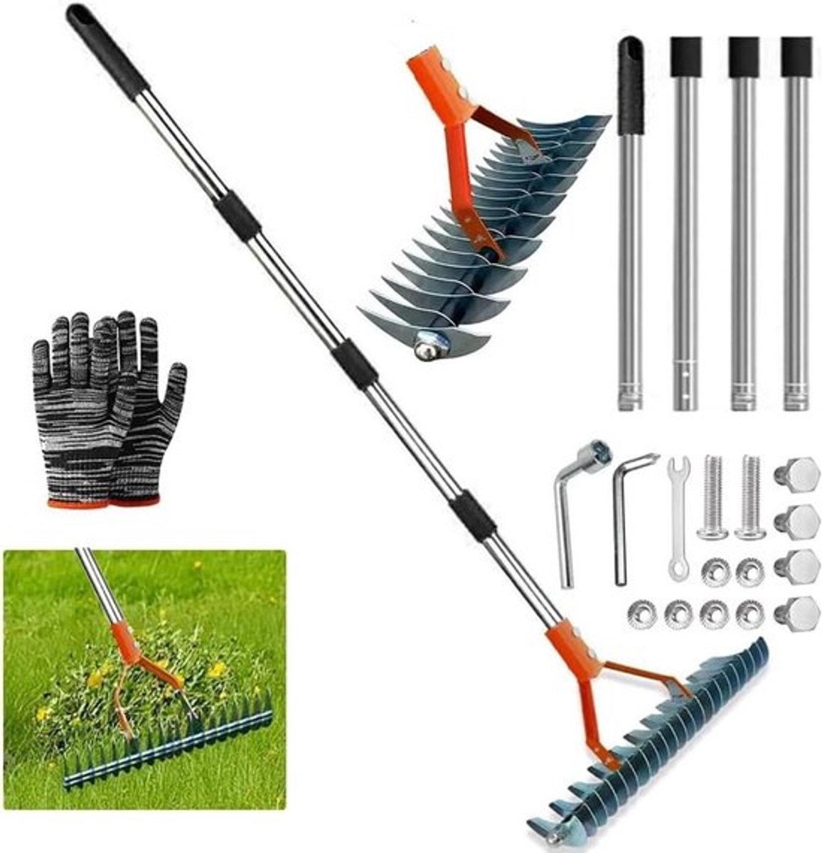 Handverticuteermachine met harkfunctie voor het onderhouden van gazon - 87 tekens