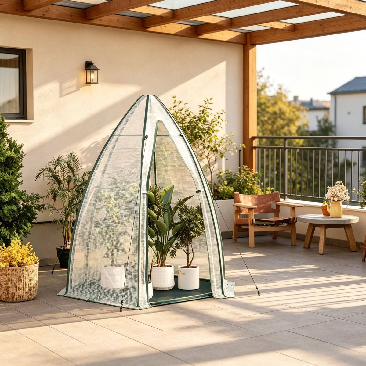 HAUSS SPOLE Kas – 160 x 180 x 160 cm – Foliekas Met Grondzeil En Ritsdeur – Polyetheen En Staal – Wit – Voor Balkon, Tuin En Terras
