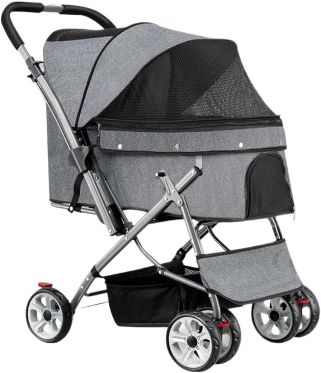 Dierenbuggy - Hondenkar Kattenkar - Comfortabel Reizen - Opvouwbaar Met Mand - 65x35x48cm - Grijs