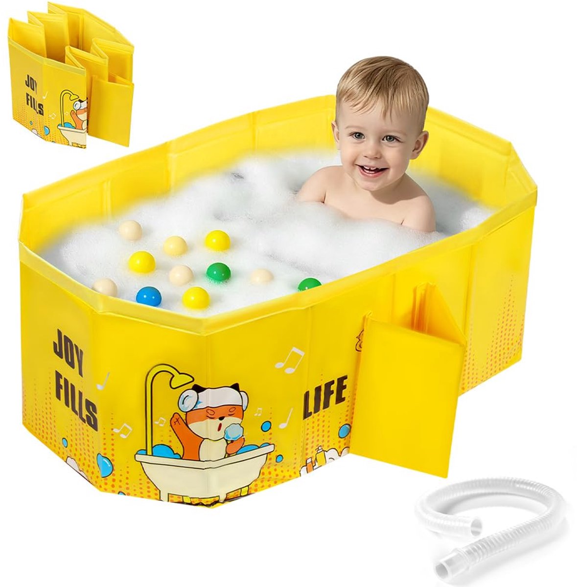 SnelShoppen - AUYAO Opvouwbaar Babybadje - Draagbaar Peuterbad - Antislip Douchebak - Reisbad voor Baby - Mini-Zwembad voor 0-8 Jaar - Bubble Dog