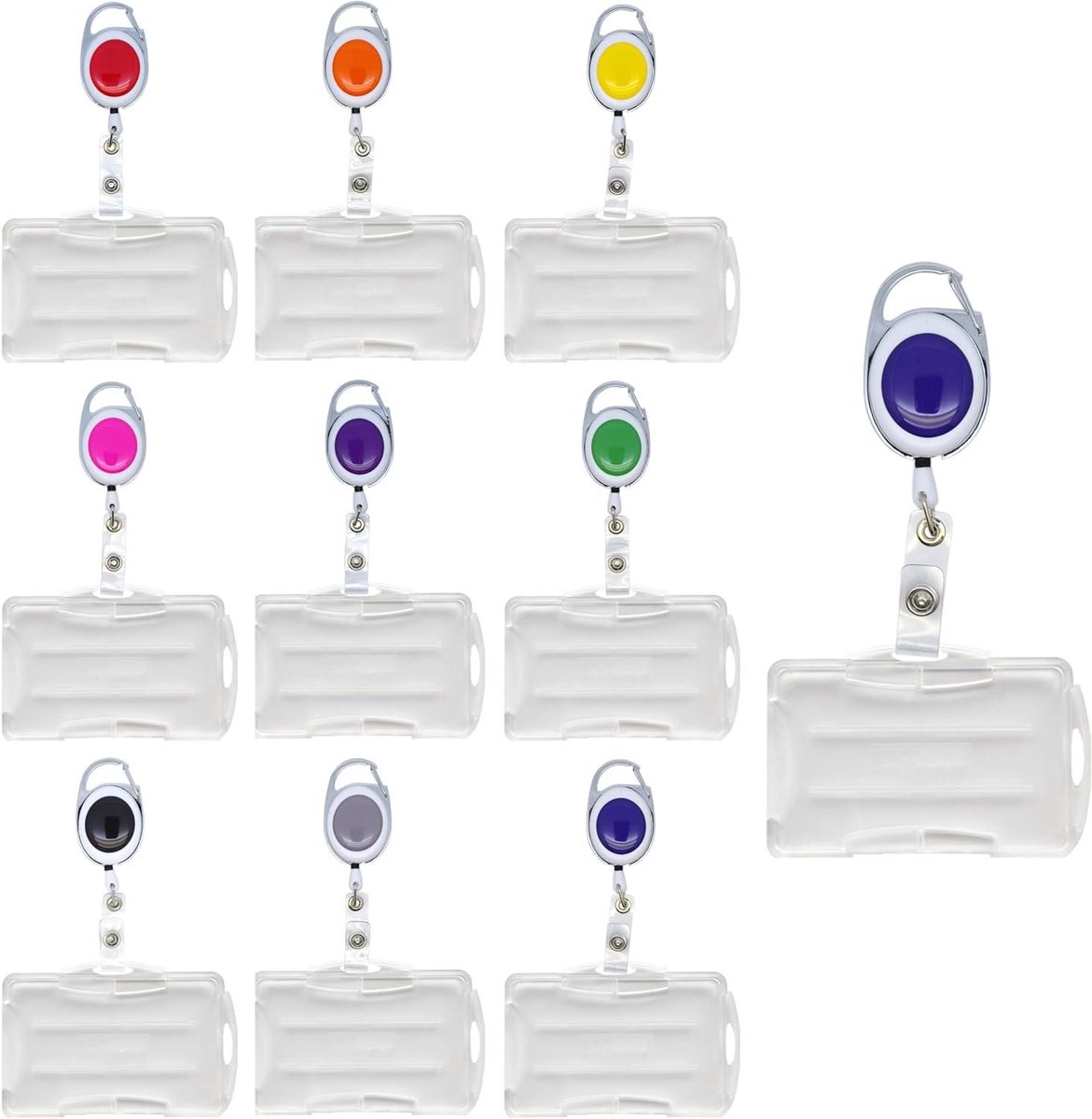 Kaarthouders met jojo - Badgehouders - Toegangskaarten tonen - Dubbele kaarten - 10 stuks - Rood