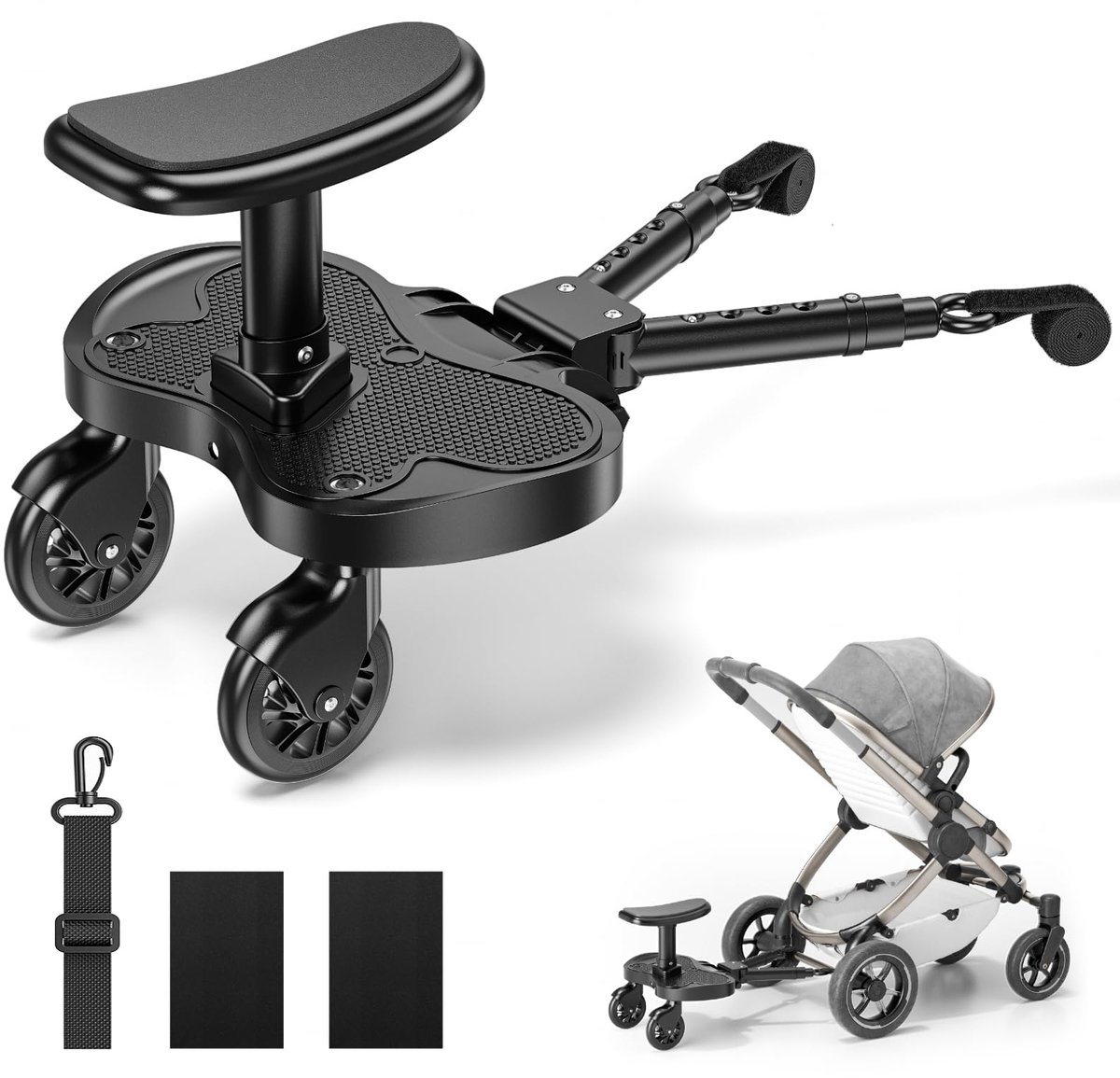 SnelShoppen - Buggyboard met Zitje - Universele Treeplank voor Kinderwagen - Geschikt voor Kinderen - Stevige en Duurzame Constructie - Ideaal voor Da