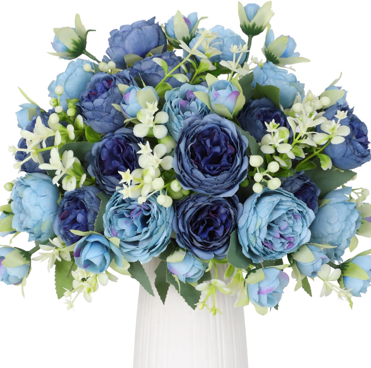 SnelShoppen - Kunstbloemen Pioenrozen 4 Trossen Groenblauw Zijde Bloemenboeketten voor Bruiloft, Feest, Tafel Centerpieces, Huis en Keuken Decor