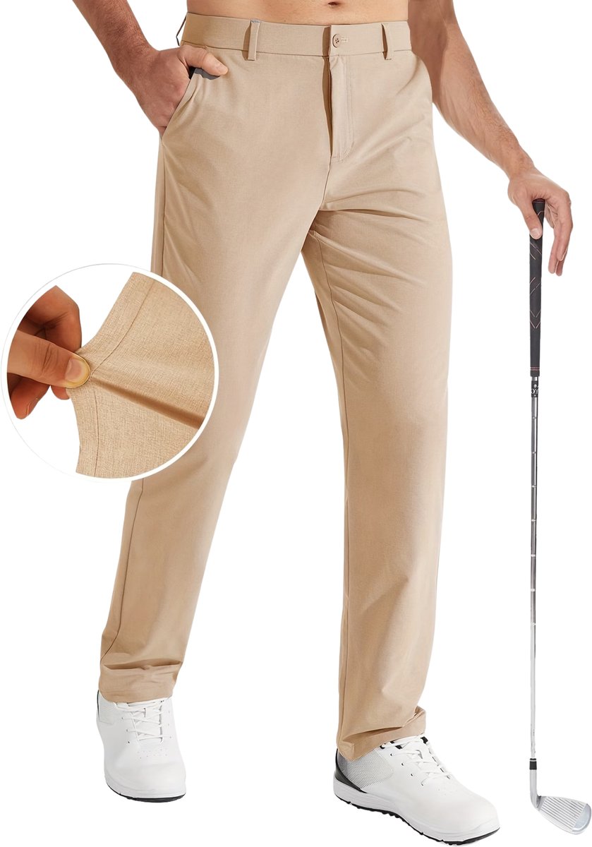 Currero Pantalon Heren Chino Regular Fit Golfbroek Nette Broek Met Elastische Tailleband Volwassenen XXXL Creme
