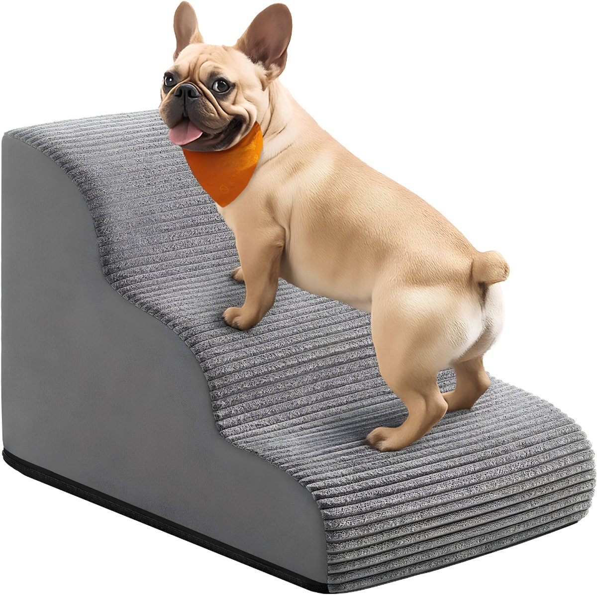 JCP® Hondenloopplank - 3 Stappen - Hondentrap - Draagbare Hondentrap - Grijs - 57cm x 40cm x 40cm