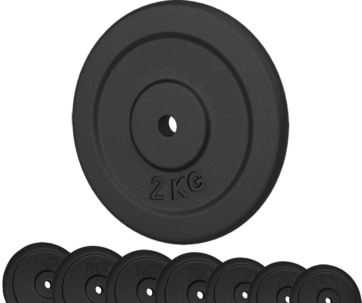 SnelShoppen - G5 HT Sport Halterschijven Gietijzer 25mm, Gewicht van 0,5 tot 20 kg, Ideaal voor Thuisgym en Sportschool, Halters en Lange Halters, 1 x