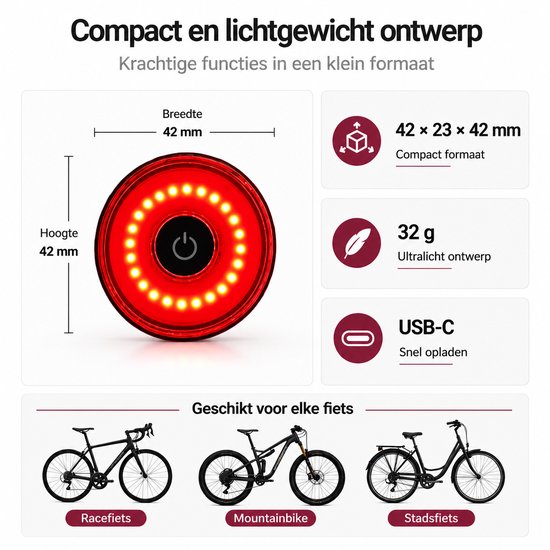GPS Tracker Fiets met Achterlicht - Geschikt voor Apple Find My - Fietstracker Anti-diefstal - 5 Lichtstanden - Zichtbaarheid tot 300 m - Waterbestendig - Zadelmontage - Zwart — afbeelding 3