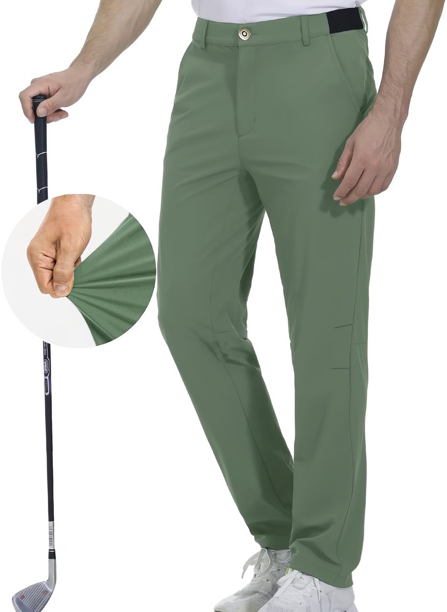 Currero Pantalon Heren Chino Regular Fit Golfbroek Nette Broek Met Elastische Tailleband Volwassenen 4XL Groen