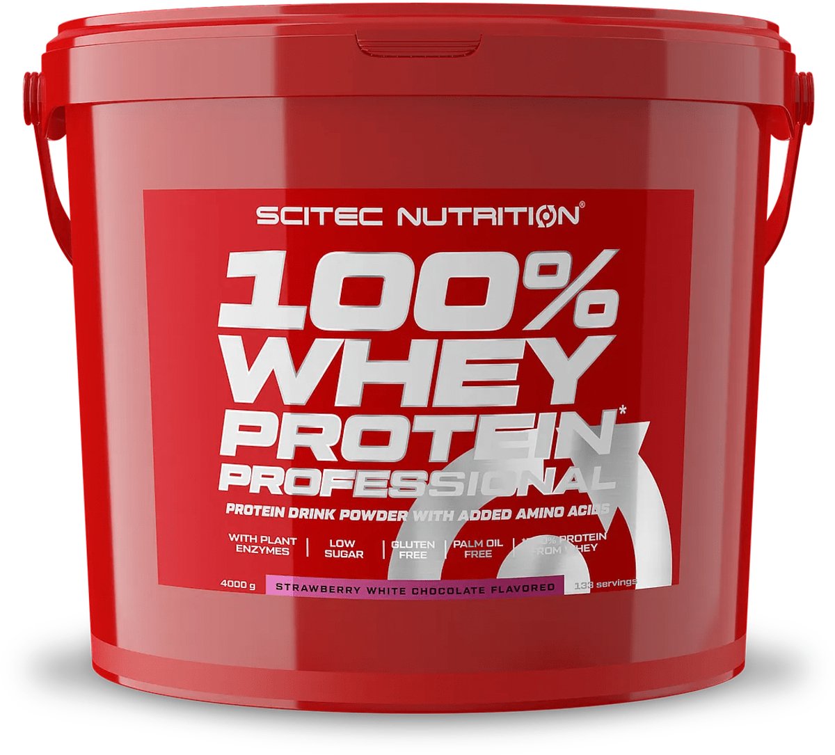Scitec Nutrition® - 100% Whey Protein Professional (4000 gram - Strawberry/White Chocolate) - Aardbei/Witte chocolade - 133 eiwitshakes - Premium proteine poeder - eiwitpoeder met aminozuren