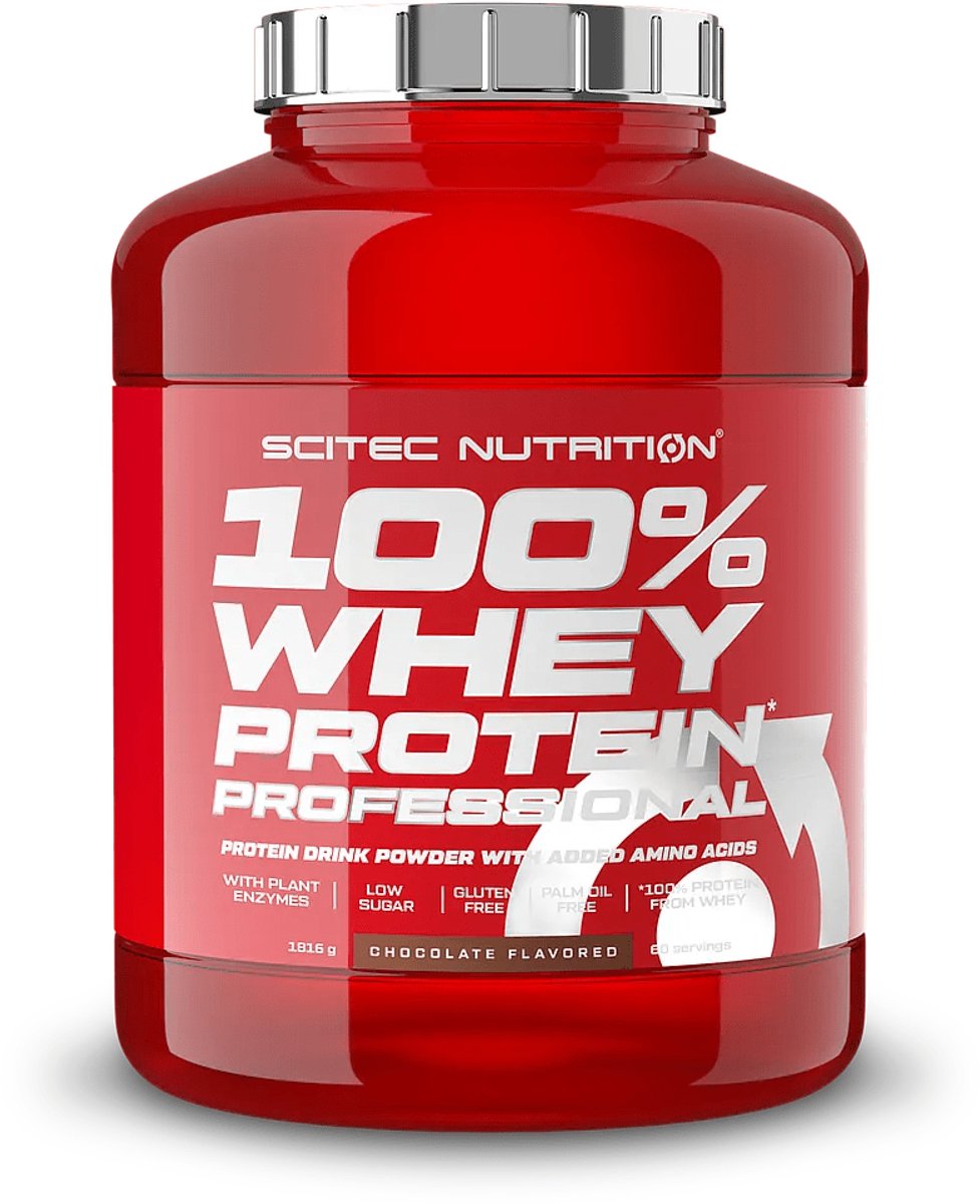 Scitec Nutrition® - 100% Whey Protein Professional (1816 gram - Chocolate) - Chocolade - 60 eiwitshakes - Premium proteine poeder - eiwitpoeder met aminozuren