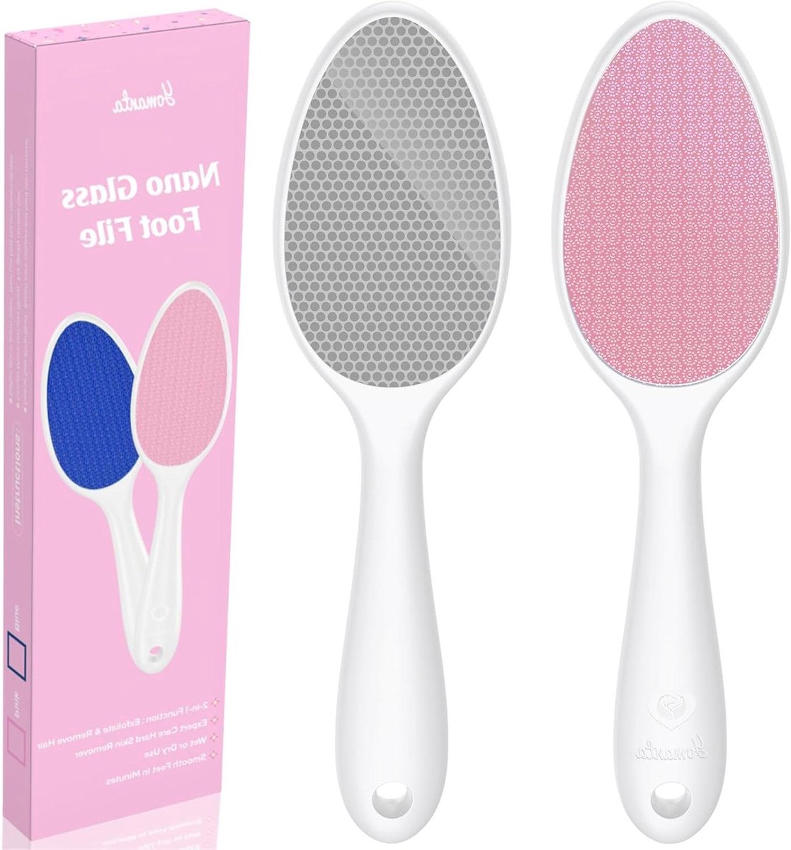 Eeltverwijderaar Glas - Voetvijl - Zachte Voetverzorging - 2-in-1 Nano Glas - 22.5 cm - Roze