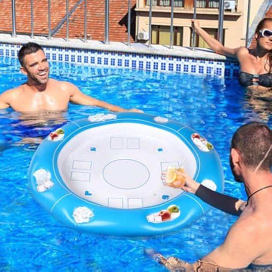 Drijvende Speltafel - Pool Tafel - Zwembad Entertainment - Geïntegreerde Drankkoeler - 100 cm Diameter - Circulair — afbeelding 5