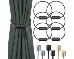 SnelShoppen - Milaloko Sterke Magneetgordijnen 6 Stuks - Dikkere Decoratieve Holdbacks voor Raamgordijnen - Zwart - Ideaal voor Woonkamer, Slaapkamer