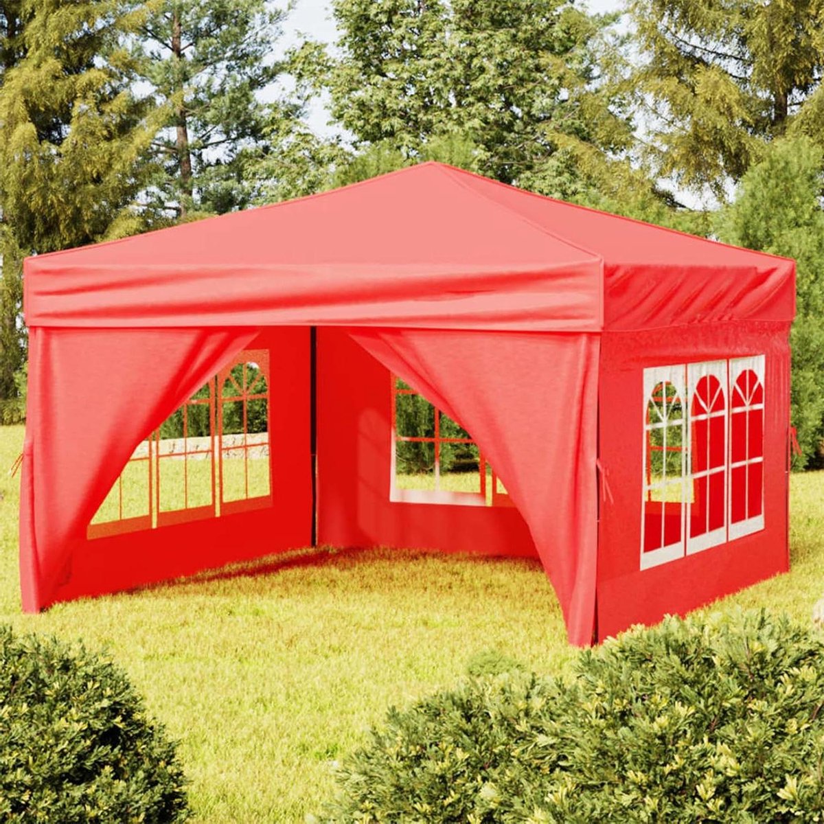 Tuinpaviljoen – Partytent – Tent – Vouwtent – Schaduwdoek – 210D Oxford Waterdicht – Stevig Stalen Frame - 3x3 m - Rood
