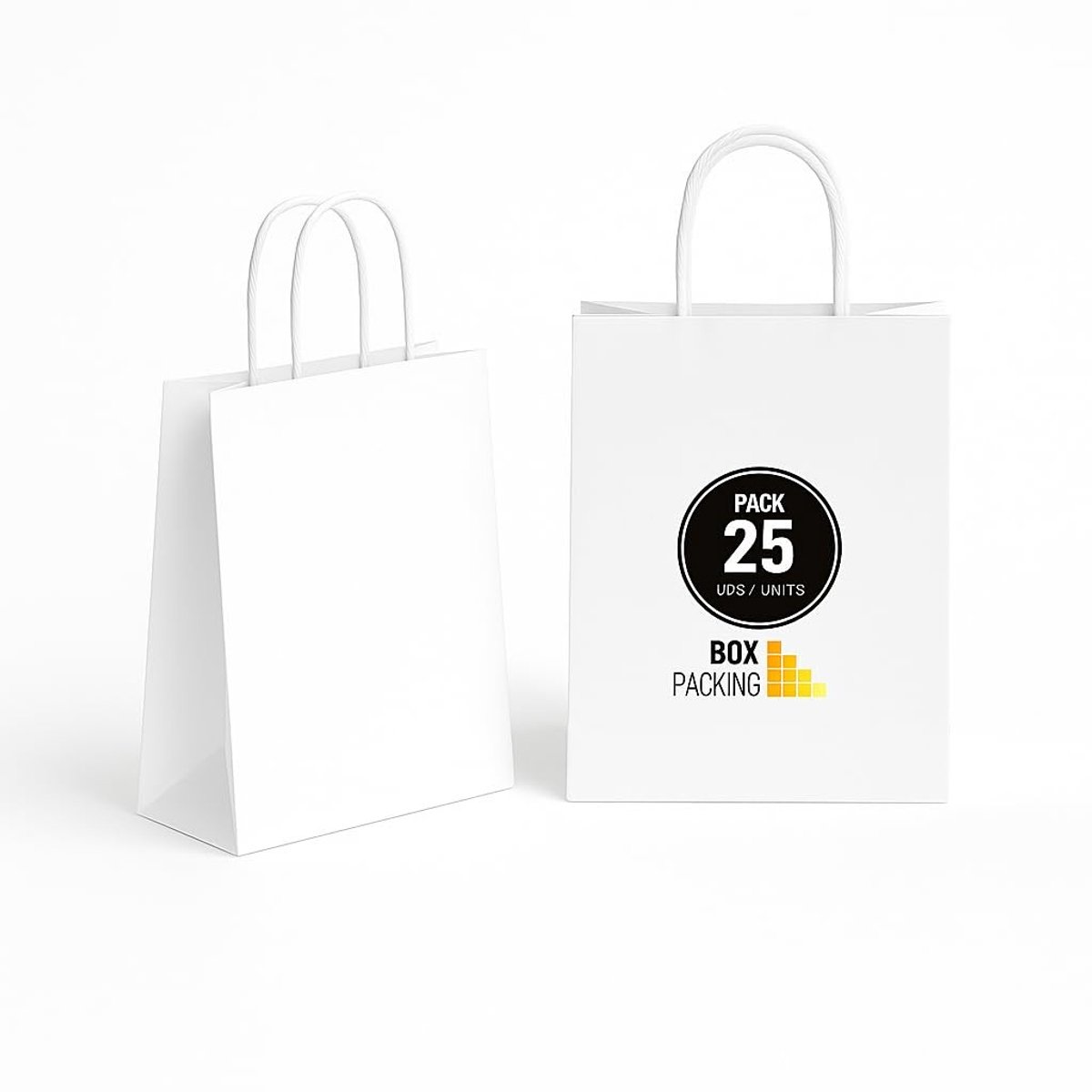 Dailygoods- Papieren Tasjes 25 Stuks - Witte Draagtasjes - Kraft Tassen - Papieren Zakjes - Handgrepen - Stevig 115 g/m² - Draagtas