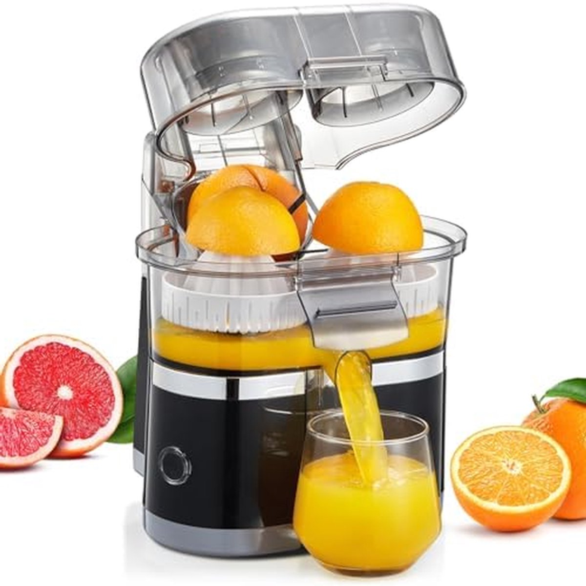 Dubbele Citruspers Elektrische Sapmaker Vers Sap Maken Dubbel Persontwerp 500 ml Zilver